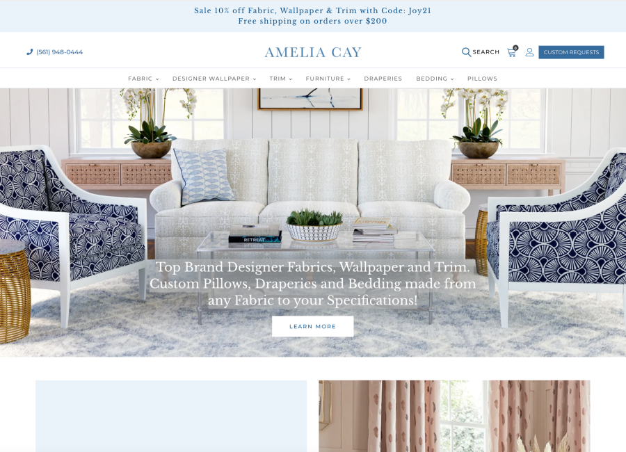 Amelia Cay home page screen shot